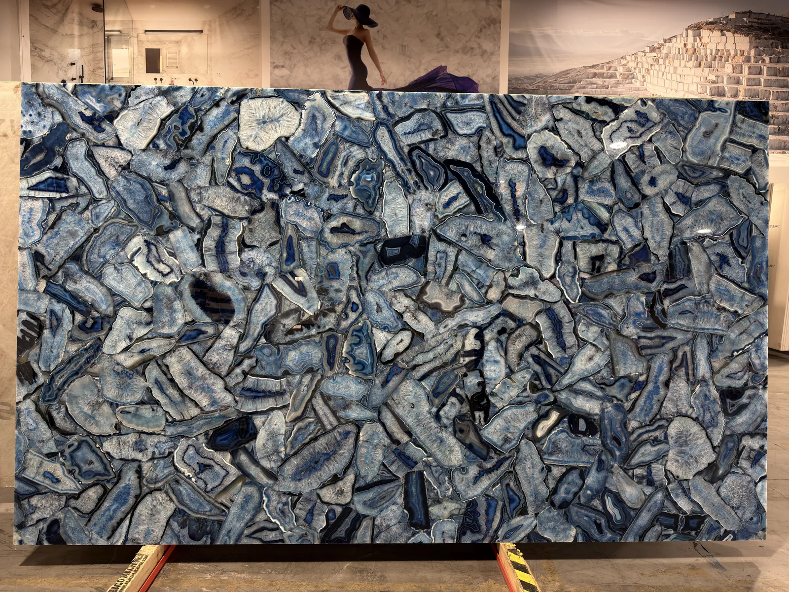 Blue agate semi-precious slab